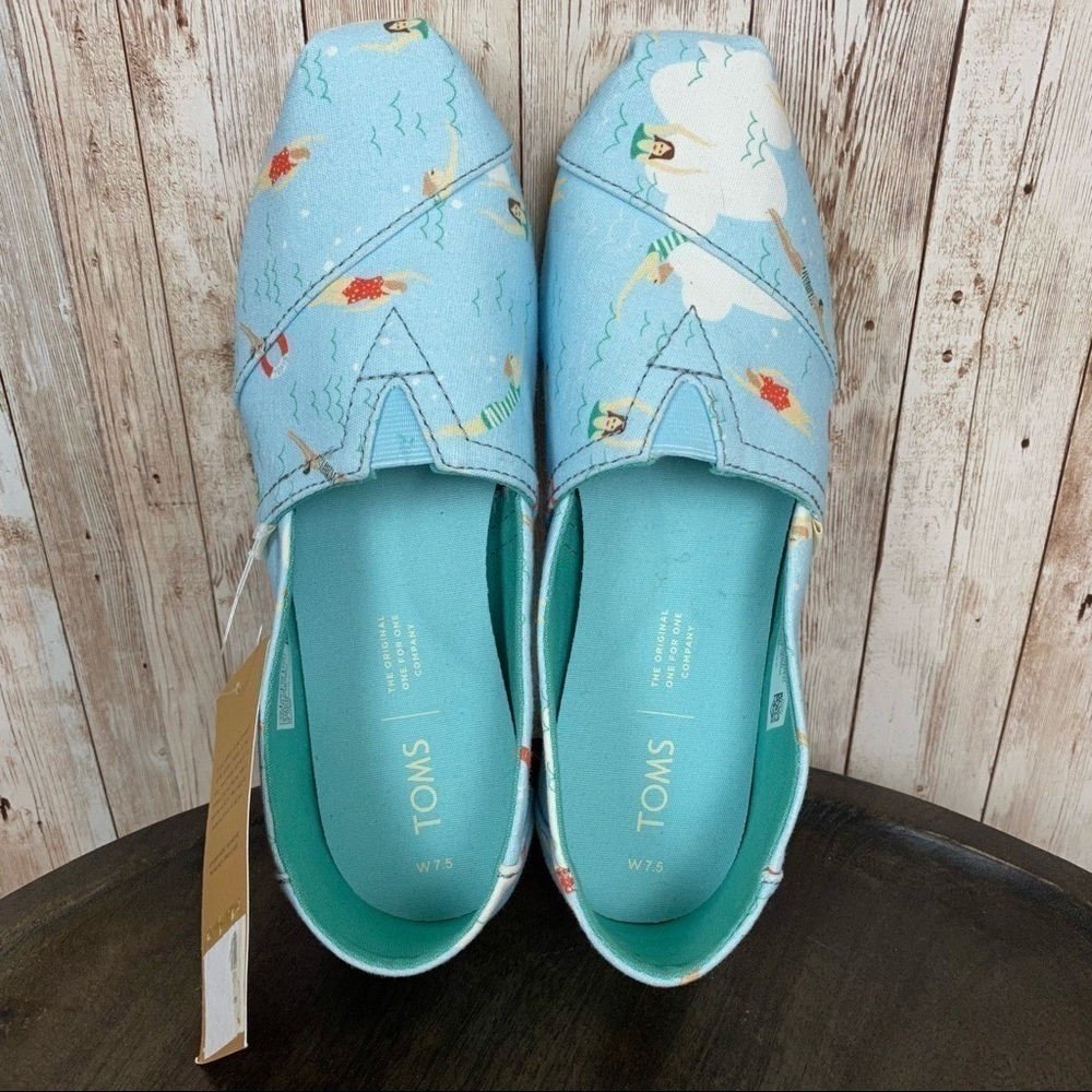TOMS Classic Alpargata Blue Glow Swimmers Slip On Shoe Size 7.5 Women - Picture 3 of 13